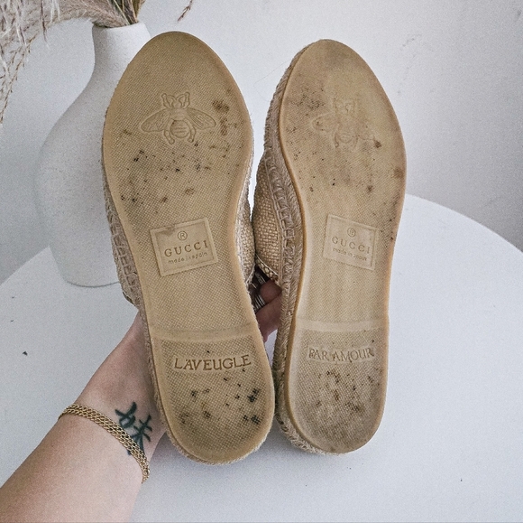 Gucci Straw Elaphe Matelasse GG marmont espadrille slides mules - Picture 8 of 10